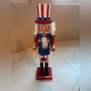 Patriotic Nutcracker with Blue and Red Accents